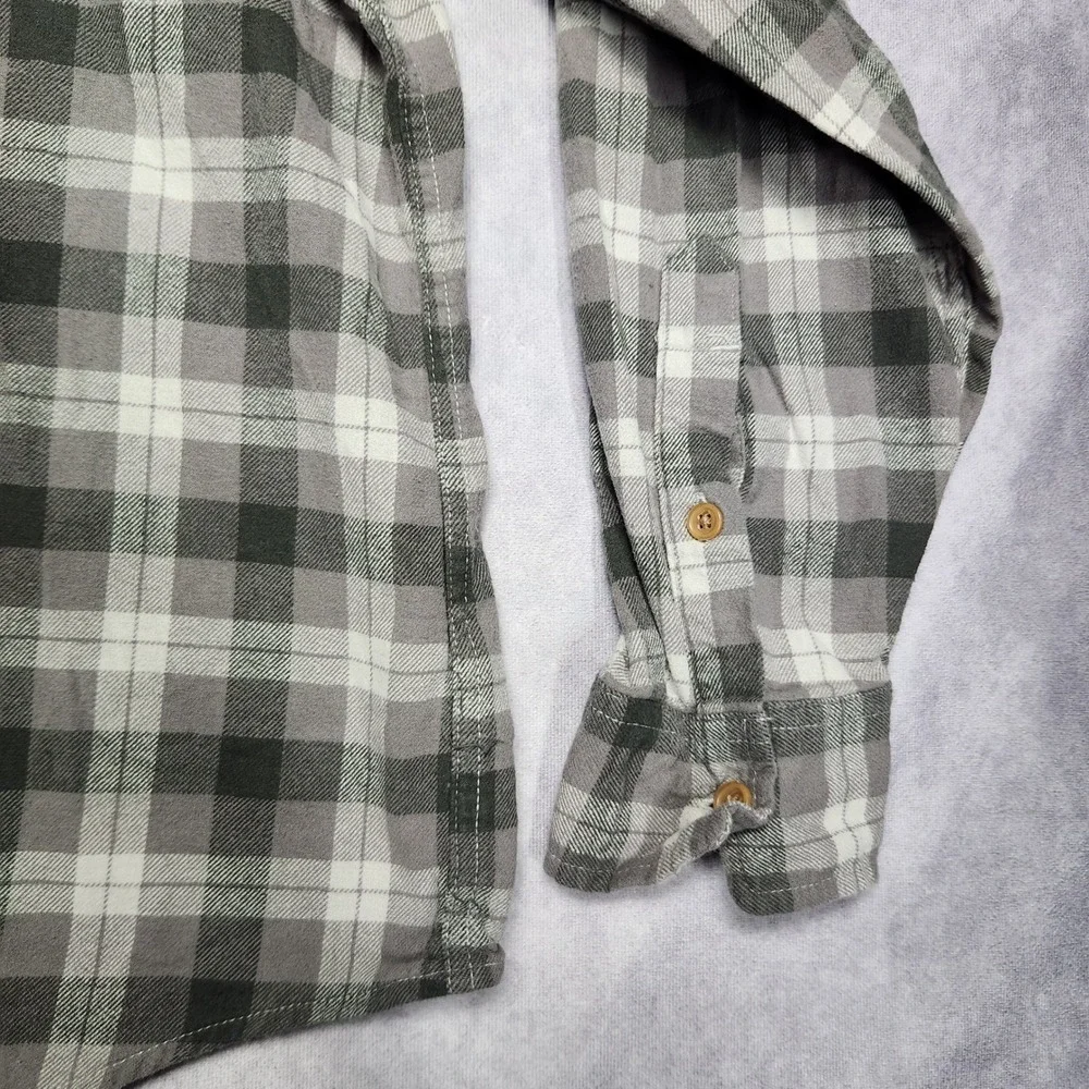 Lucky Brand Mens XXL Gray Plaid Flannel Button Down Shirt Cotton Long Sleeve
